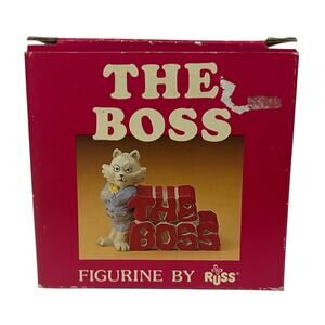 Vintage The Boss Figurine by Russ Cat Statue Decor Resin 2.5”